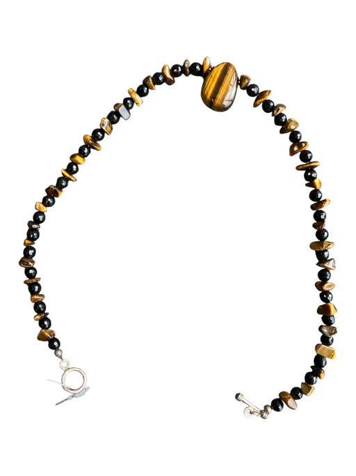 No Brand Brown Stone Tiger Eye Toggle Clasp Necklace Brown