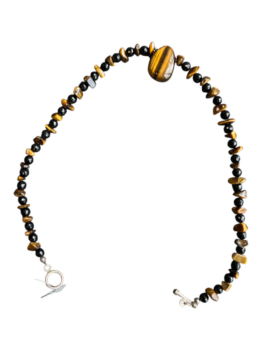No Brand Brown Stone Tiger Eye Toggle Clasp Necklace Brown
