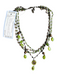 Seasonal Whispers Green Bead Crystal Floral Pendant Gunmetal Hardware Necklace Green