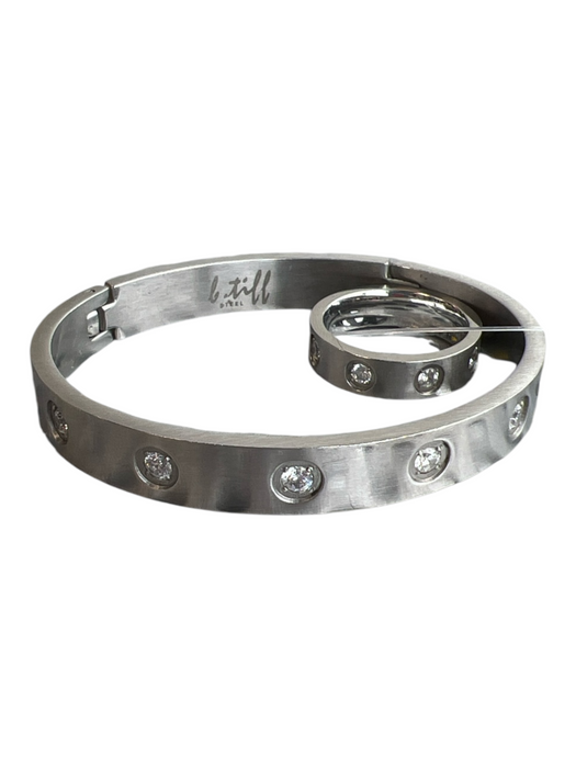 B.Till Steel Silver Stainless steel Rhinestone Bangle Ring Incl. Bracelet Silver