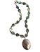 No Brand Silver Abalone Iridescent Link Teardrop Statement Necklace Silver