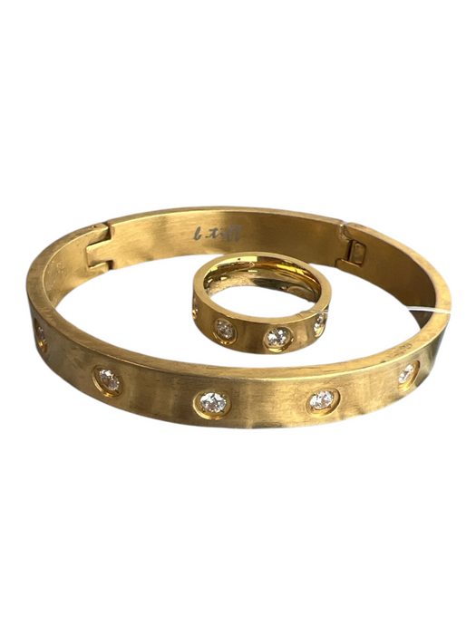 B.Till Steel Gold Stainless steel Rhinestone Bangle Ring Incl. Bracelet Gold