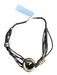No Brand Black Wood Beads Silver Tone Metal Hoops Clasp Close Statement Necklace Black