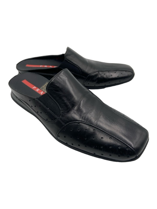 Prada Sport Shoe Size 5.5 Black Leather Slides Rubber Sole Square Toe Shoes Black / 5.5