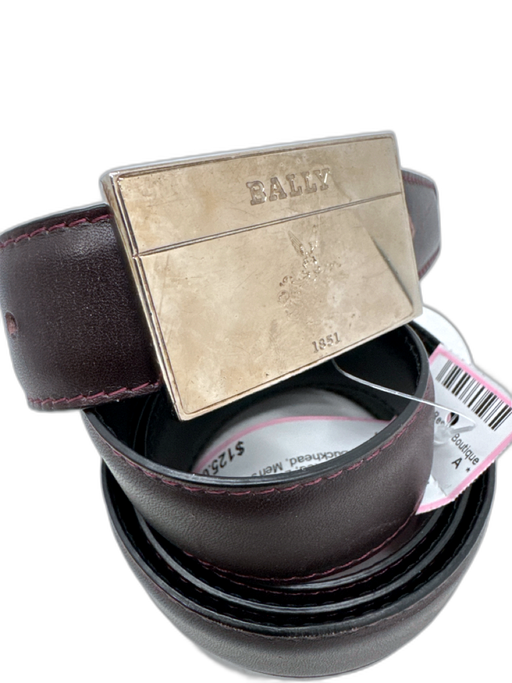 Bally AS IS Brown & Red Leather Silver Hardware Men's Belt Brown & Red