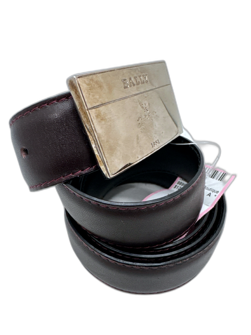 Bally AS IS Brown & Red Leather Silver Hardware Men's Belt Brown & Red