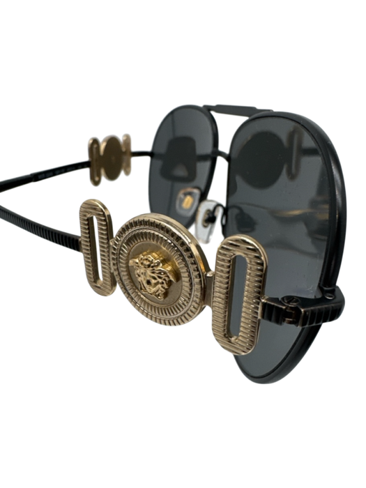 Versace Very Good black & gold Metal Gold Hardware Aviator Men's Sunglasses black & gold