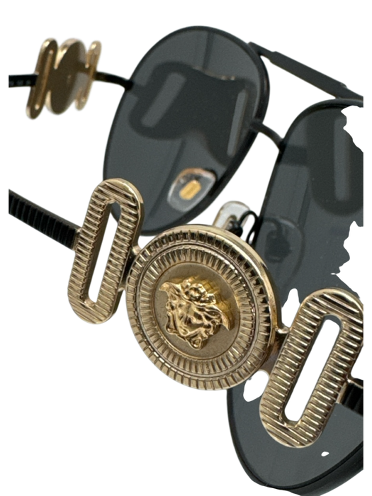 Versace Very Good black & gold Metal Gold Hardware Aviator Men's Sunglasses black & gold