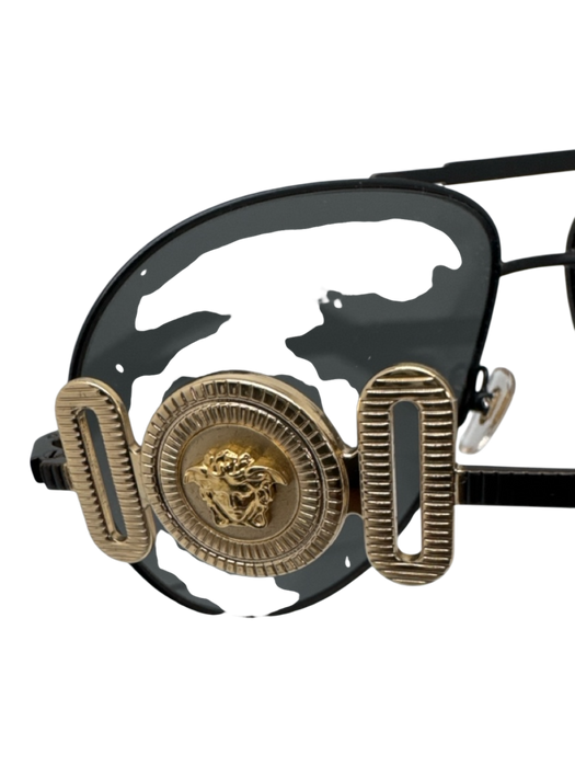 Versace Very Good black & gold Metal Gold Hardware Aviator Men's Sunglasses black & gold