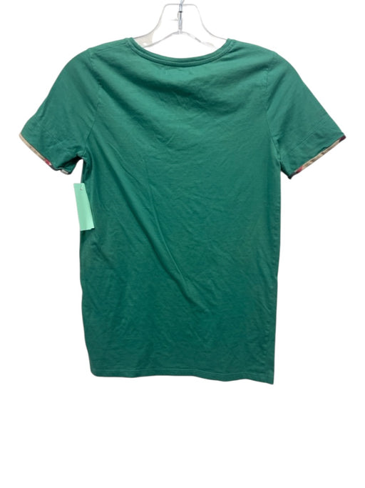 Burberry Size Small Green Cotton Novacheck Trim T Shirt Top Green / Small