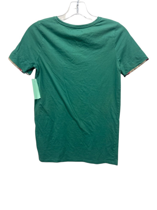 Burberry Size Small Green Cotton Novacheck Trim T Shirt Top Green / Small
