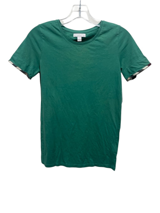 Burberry Size Small Green Cotton Novacheck Trim T Shirt Top Green / Small