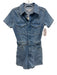 Good American Size S Medium Wash Cotton Blend Zip & Button Flap Pockets Romper Medium Wash / S