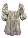 Maison Amory Size S Cream, Pink, Green Polyester Blend Gathered Floral Dress Cream, Pink, Green / S