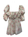 Maison Amory Size S Cream, Pink, Green Polyester Blend Gathered Floral Dress Cream, Pink, Green / S
