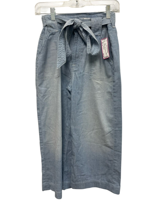 7 For All Mankind Size 27 Light Blue Cotton Chambray Wide Leg Belt Crop Pants Light Blue / 27