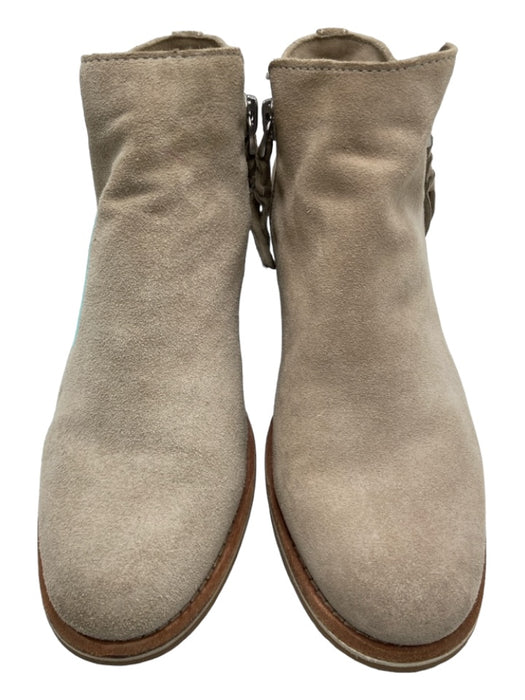 Dolce Vita Shoe Size 8 Beige Suede Ankle Side Zip Round Toe Stacked Heel Booties Beige / 8