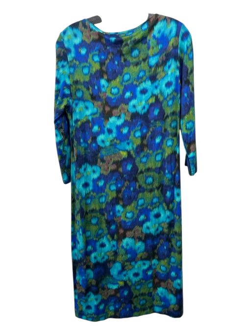 Erdem Size 10 Blue, Teal, Green Viscose Blend Abstract Long Sleeve Dress Blue, Teal, Green / 10