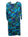 Erdem Size 10 Blue, Teal, Green Viscose Blend Abstract Long Sleeve Dress Blue, Teal, Green / 10