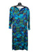 Erdem Size 10 Blue, Teal, Green Viscose Blend Abstract Long Sleeve Dress Blue, Teal, Green / 10