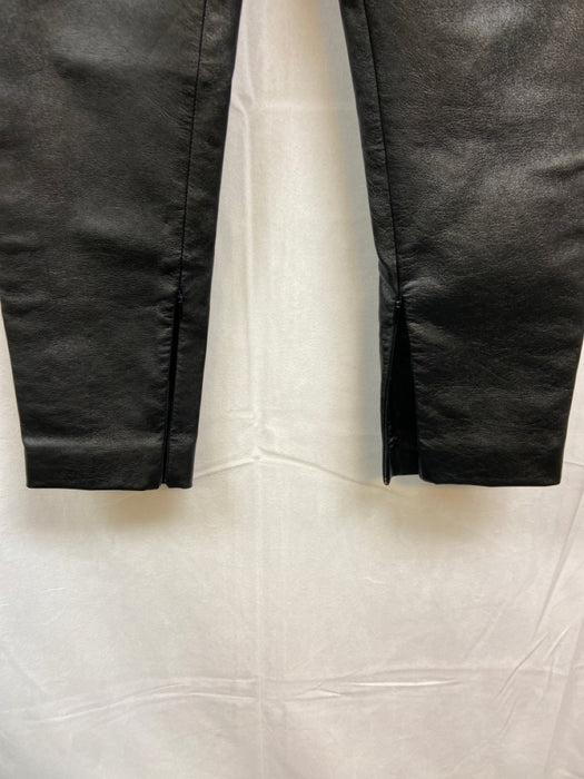 Saint Laurent Size 36 Black Leather Pleated High Rise Zip Leg Pants