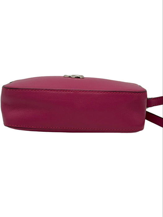 Jimmy Choo Pink Leather silver tone hardware Camera Zip closure Crossbody Bag