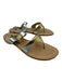 Sarah Flint Shoe Size 42 Beige Silver Gold Leather Flip Flop Wrap Ankle Sandals Beige Silver Gold / 42