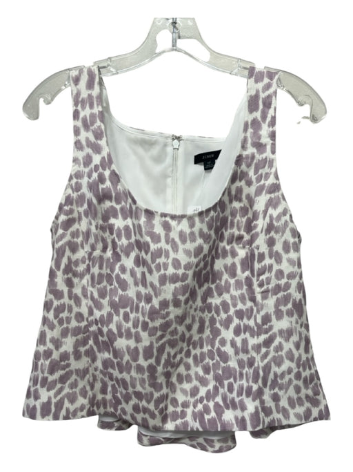 J Crew Size 12 White & Purple Linen Blend Animal Print Sleeveless Pant Set White & Purple / 12