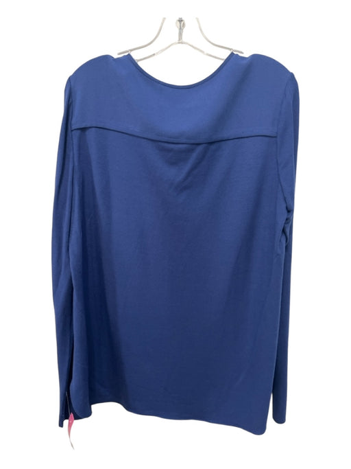 Elie Tahari Size L Blue Triacetate Blend round split neck Long Sleeve Top Blue / L