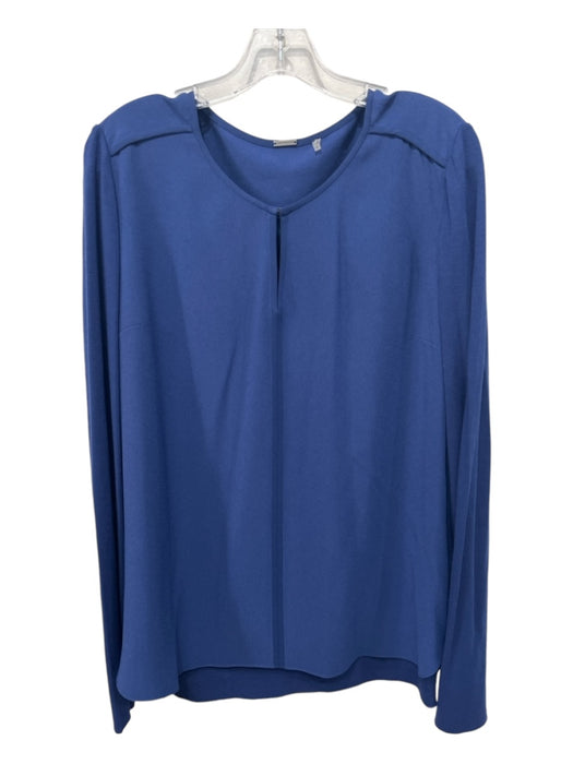 Elie Tahari Size L Blue Triacetate Blend round split neck Long Sleeve Top Blue / L