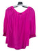 Trina Turk Size L Fuschia Pink Silk Wide Neck 1/2 Button 3/4 Sleeve Top Fuschia Pink / L