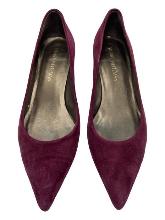 Stuart Weitzman Shoe Size 8.5 Wine Red Suede Pointed Toe Block Heel Pumps Wine Red / 8.5