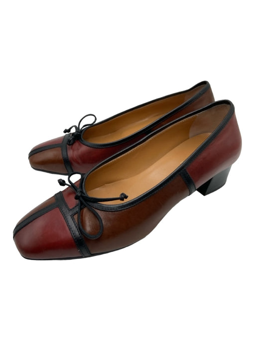 Ann Mashburn Shoe Size 39 Brown & Black Leather Square Toe Bow Detail Trim Pumps Brown & Black / 39