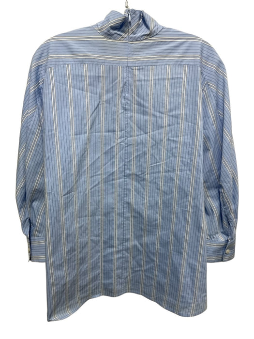 Rachel Comey Size 8 Blue & White Cotton Blend Long Sleeve Striped Back Zip Top Blue & White / 8