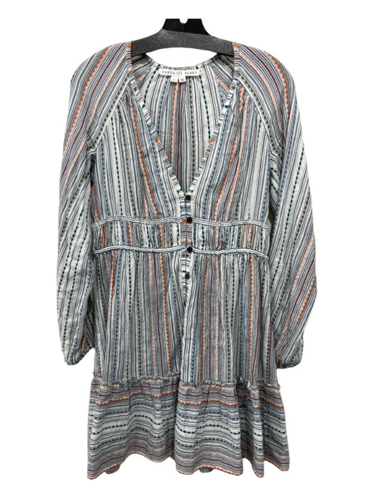 Veronica Beard Size XS White & Multi Cotton Blend Long Sleeve Button Front Dress White & Multi / XS