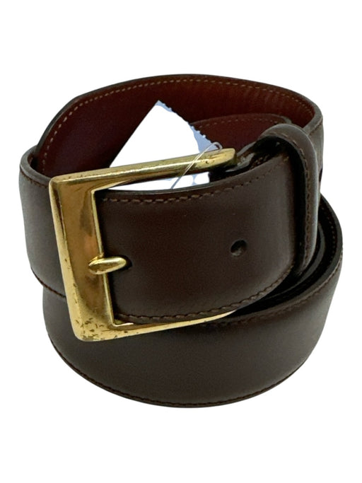 Coach Dark Brown Leather Solid Men's Belt Dark Brown
