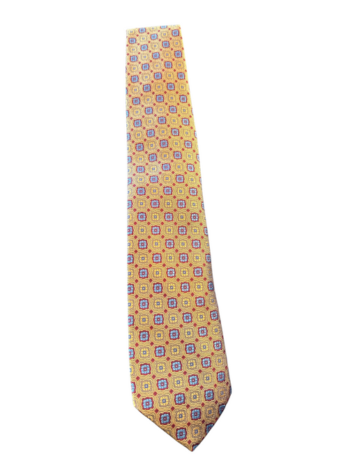 Oxxford Clothes NWT Brown & Multi Silk All Over Print Men's Tie Brown & Multi