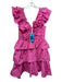 Hunter Bell Size 4 Pink Polyester Tiered Skirt V Neck Ruffle Shoulder Dress Pink / 4