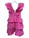 Hunter Bell Size 4 Pink Polyester Tiered Skirt V Neck Ruffle Shoulder Dress Pink / 4