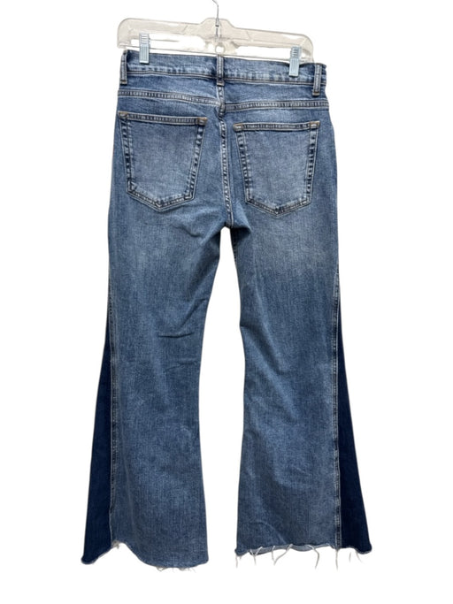 Pilcro Size 27 Blue Wash Cotton Blend Zip & Button Whiskering Flare Leg Jeans Blue Wash / 27