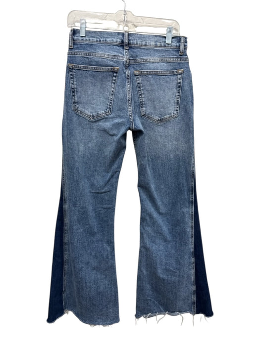 Pilcro Size 27 Blue Wash Cotton Blend Zip & Button Whiskering Flare Leg Jeans Blue Wash / 27