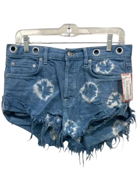 We The Free Size 27 Blue Wash Cotton Button Front Tie Dye Grommets Shorts Blue Wash / 27