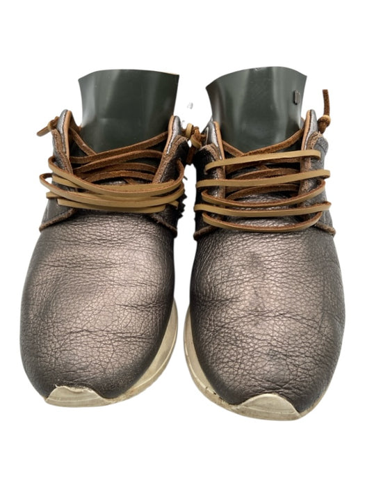 Esse Ut Esse Shoe Size 38 Dark Grey Leather Fringe Detail lace up Metallic Shoes Dark Grey / 38