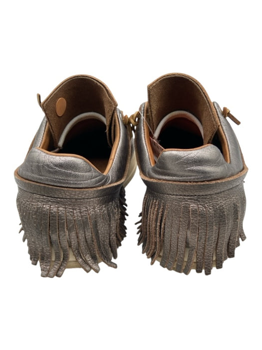 Esse Ut Esse Shoe Size 38 Dark Grey Leather Fringe Detail lace up Metallic Shoes Dark Grey / 38