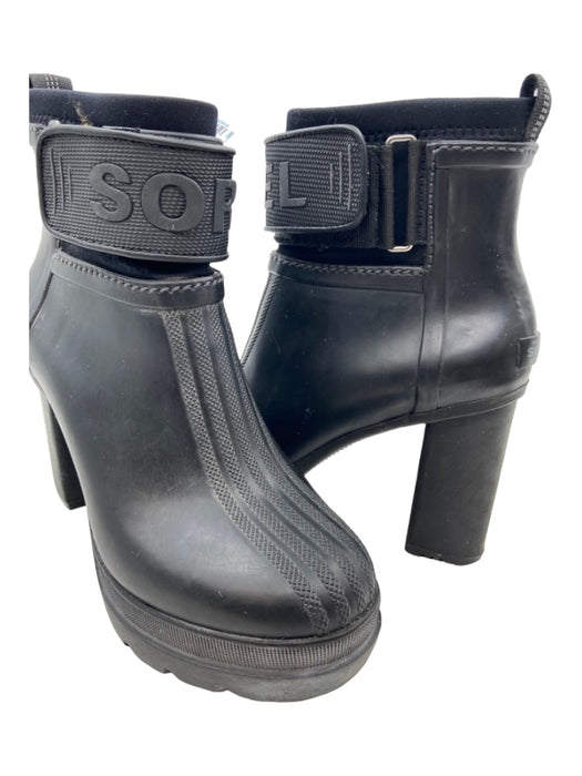 Sorel Shoe Size 7.5 Black Rubber Velcro Strap Booties Black / 7.5