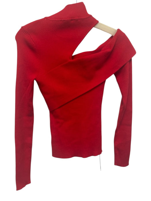 NBD Size S Red Nylon & Viscose Rib Knit Cut Out Top Red / S