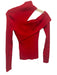 NBD Size S Red Nylon & Viscose Rib Knit Cut Out Top Red / S