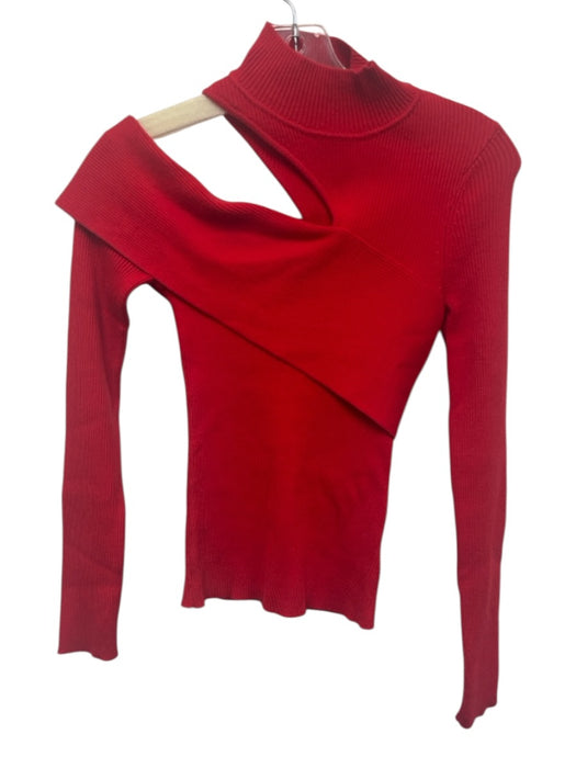 NBD Size S Red Nylon & Viscose Rib Knit Cut Out Top Red / S
