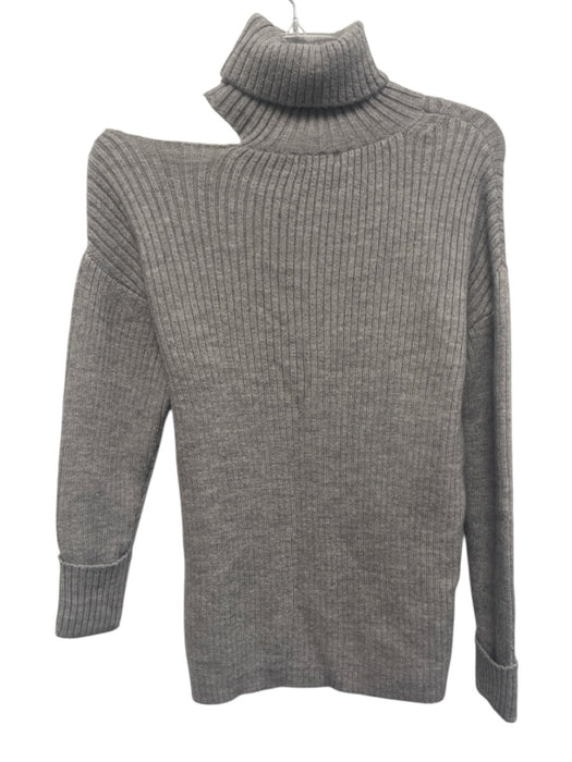 Lovers + Friends Size XXS Light Gray Acrylic, Wool, Nylon Ribbed Cut Out Sweater Light Gray / XXS