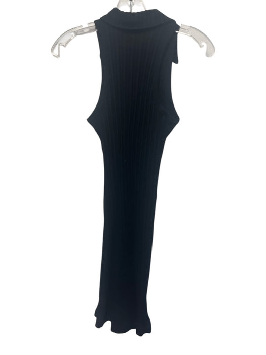 Helmut Lang Size S Black Cotton Sleeveless Ribbed Collared Dress Black / S